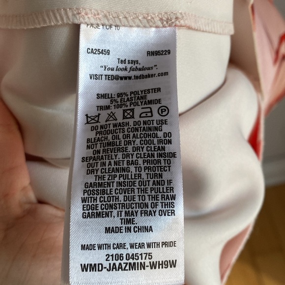 Ted Baker Jaazmin Fantasia Scallop Mini Dress Mesh Red Pink Floral Size 6 - Picture 11 of 14